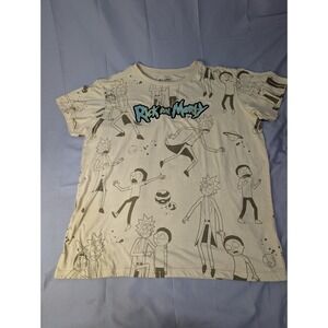 Rick and Morty T-Shirt Sz 3XL Embroidered Graphics Tan Crew Neck Short Sleeve